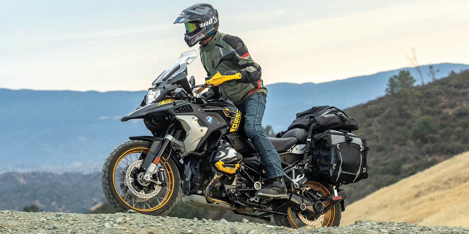 adventure bike rider on BMW GS with lugagge