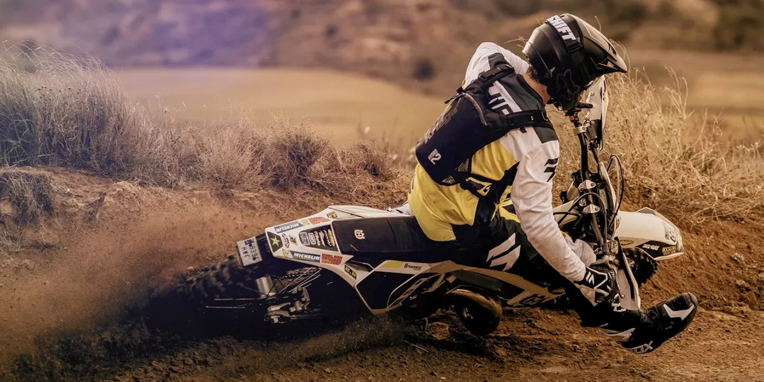 enduro rider with kriega backpack on