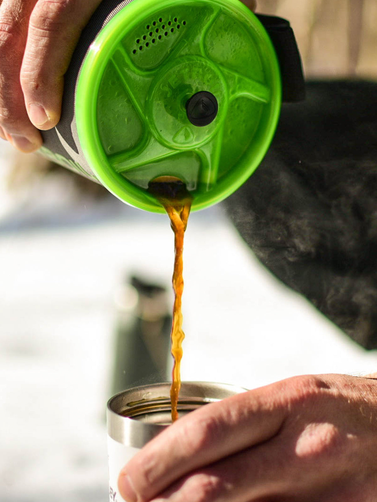 pouring coffee from Jetboil FLASH JAVA Kit Cooking System