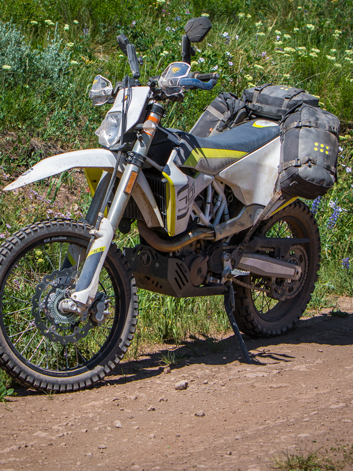 front view of motorcycle with Kriega OS BASE and packs attached