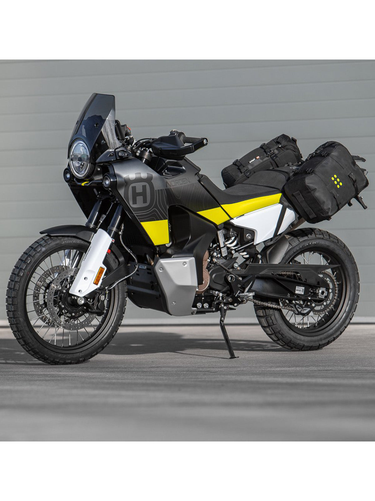 Kriega OS BASE Husqvarna Norden 901 on bike ready for trip