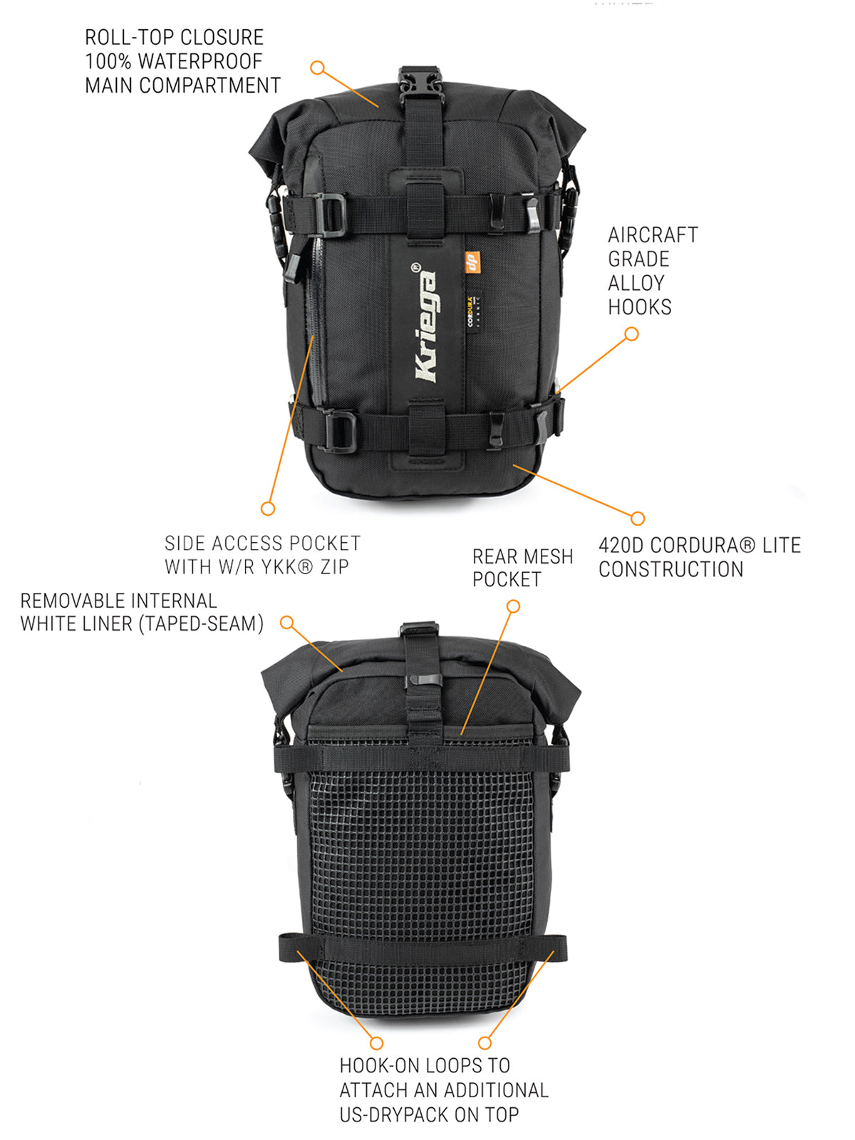 Kriega US5 Drypack bullet points