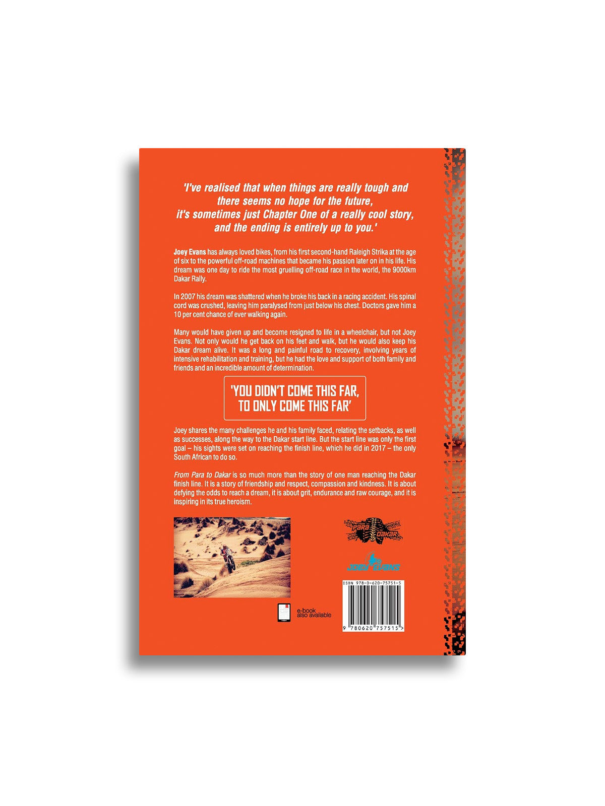 Back Cover of From Para to Dakar Book by Joey Evans