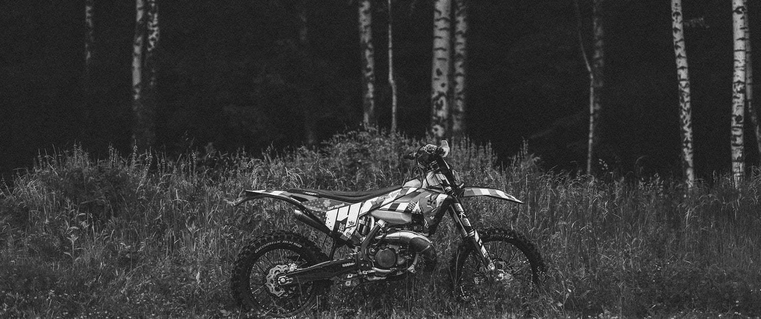 enduro forest black and white motorcycle