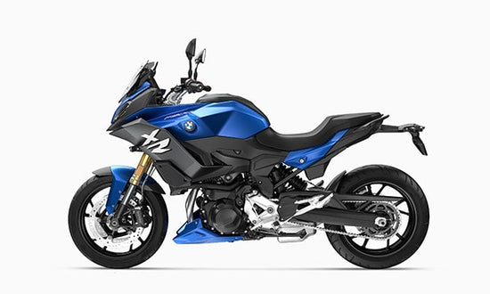 blue BMW motorcycle