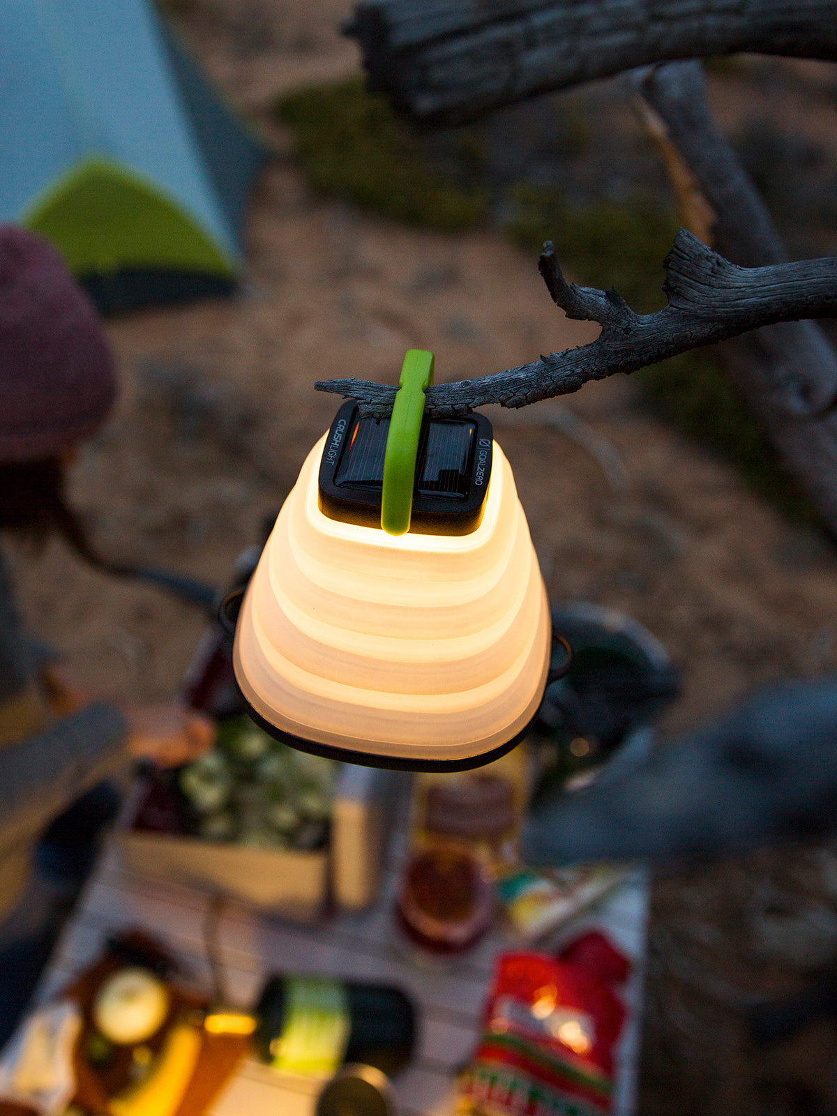 Goal Zero Crush Light being used with light on