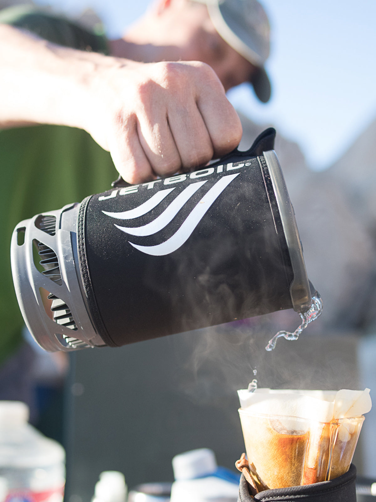 pouring Jetboil FLASH Cooking System