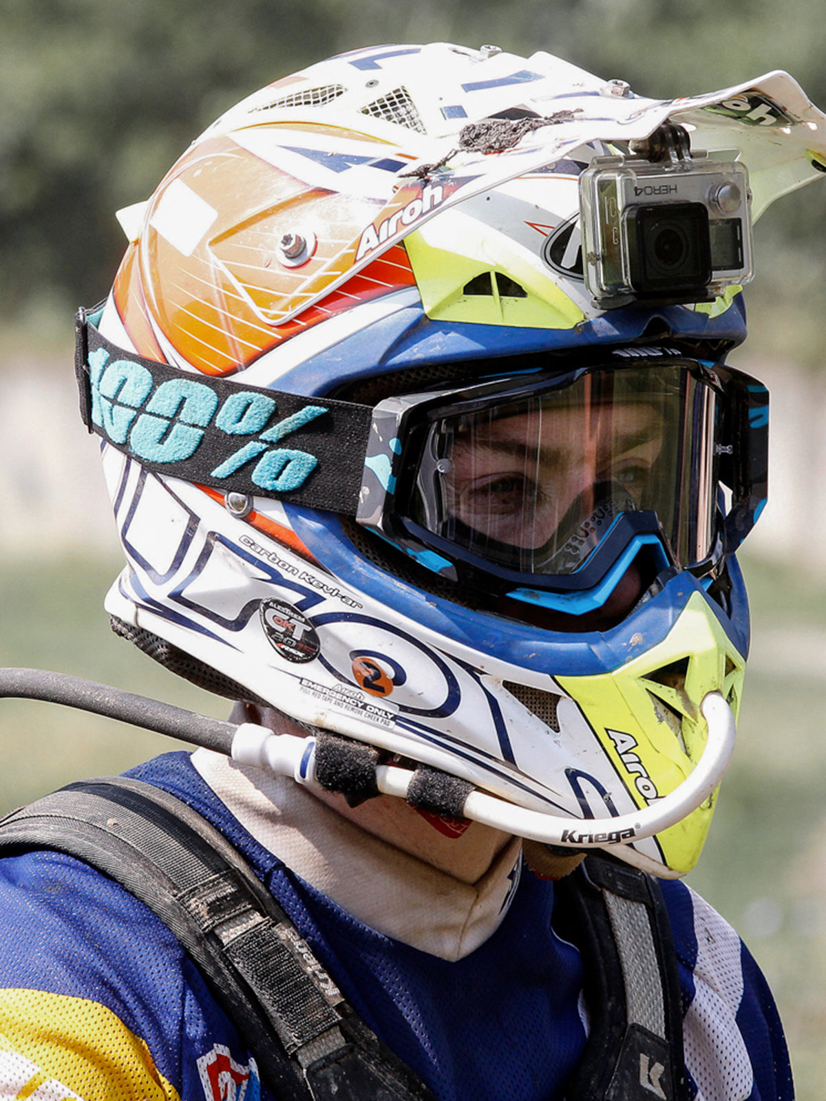 Kriega Hands-free Kit on helmet