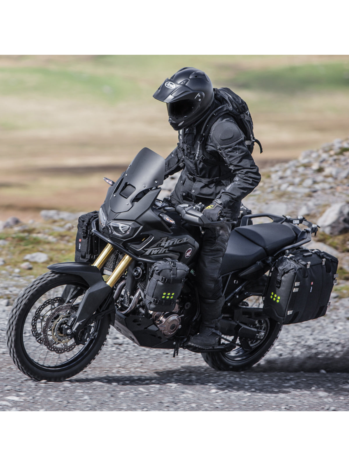 Kriega OS-6 Adventure Pack in action with rider