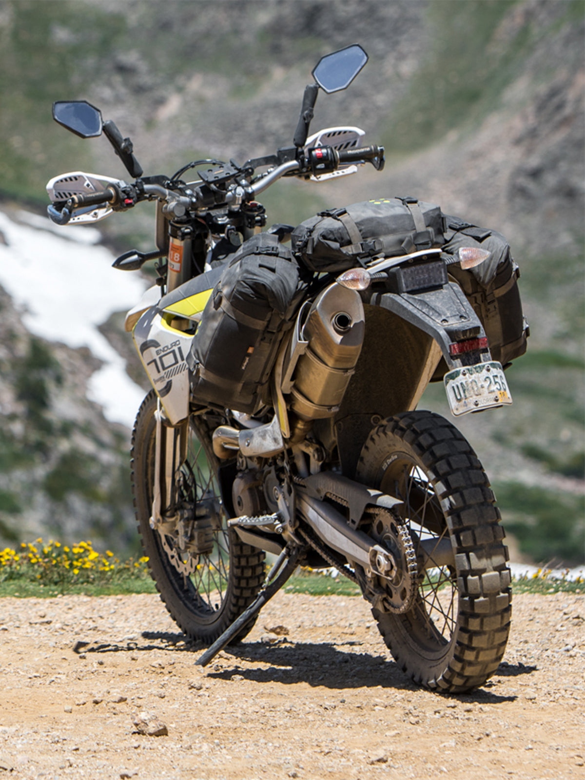 motorcycle with Kriega OS BASE and packs attached