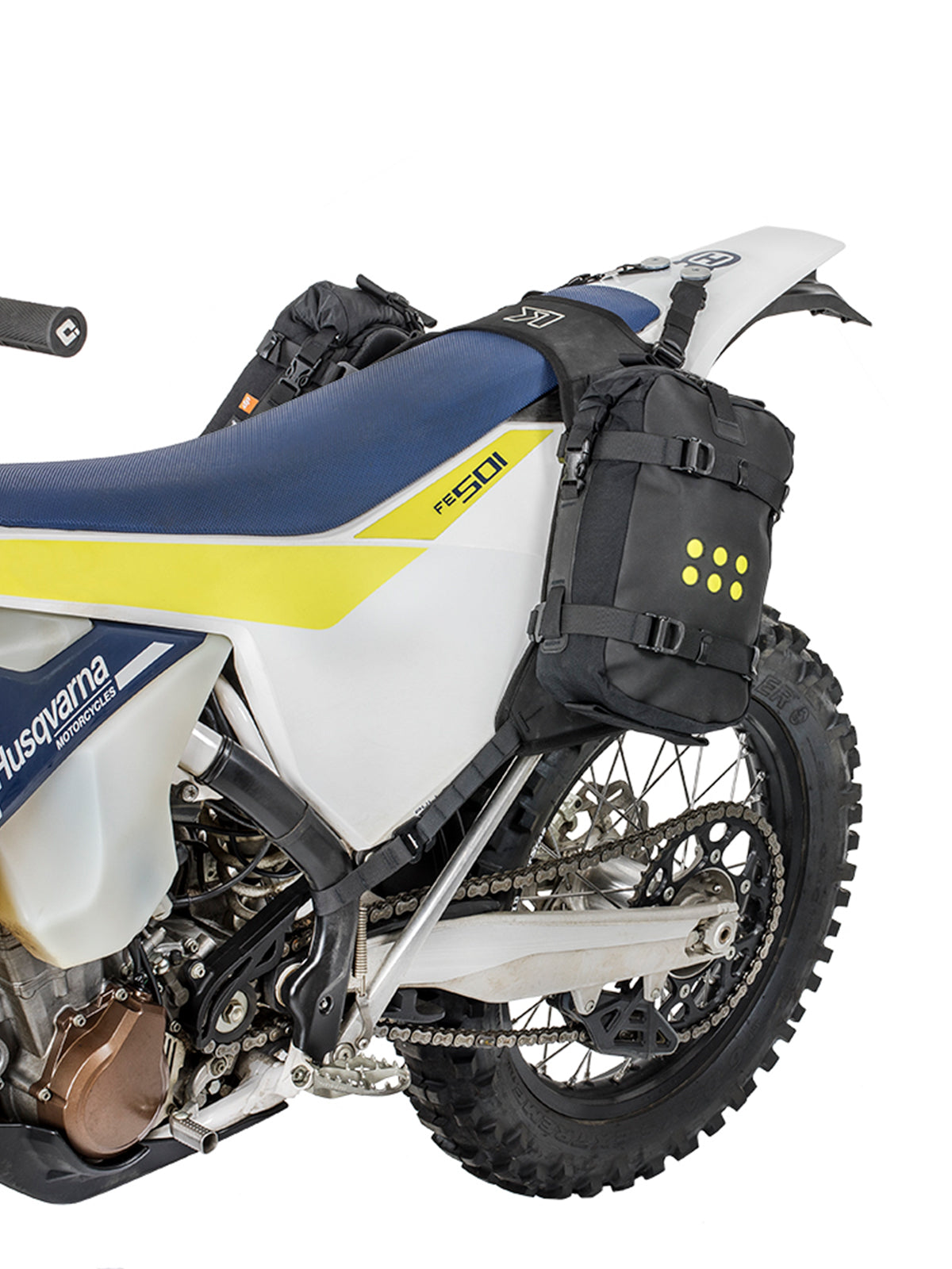 Kriega OS BASE on bike with OS6 packs
