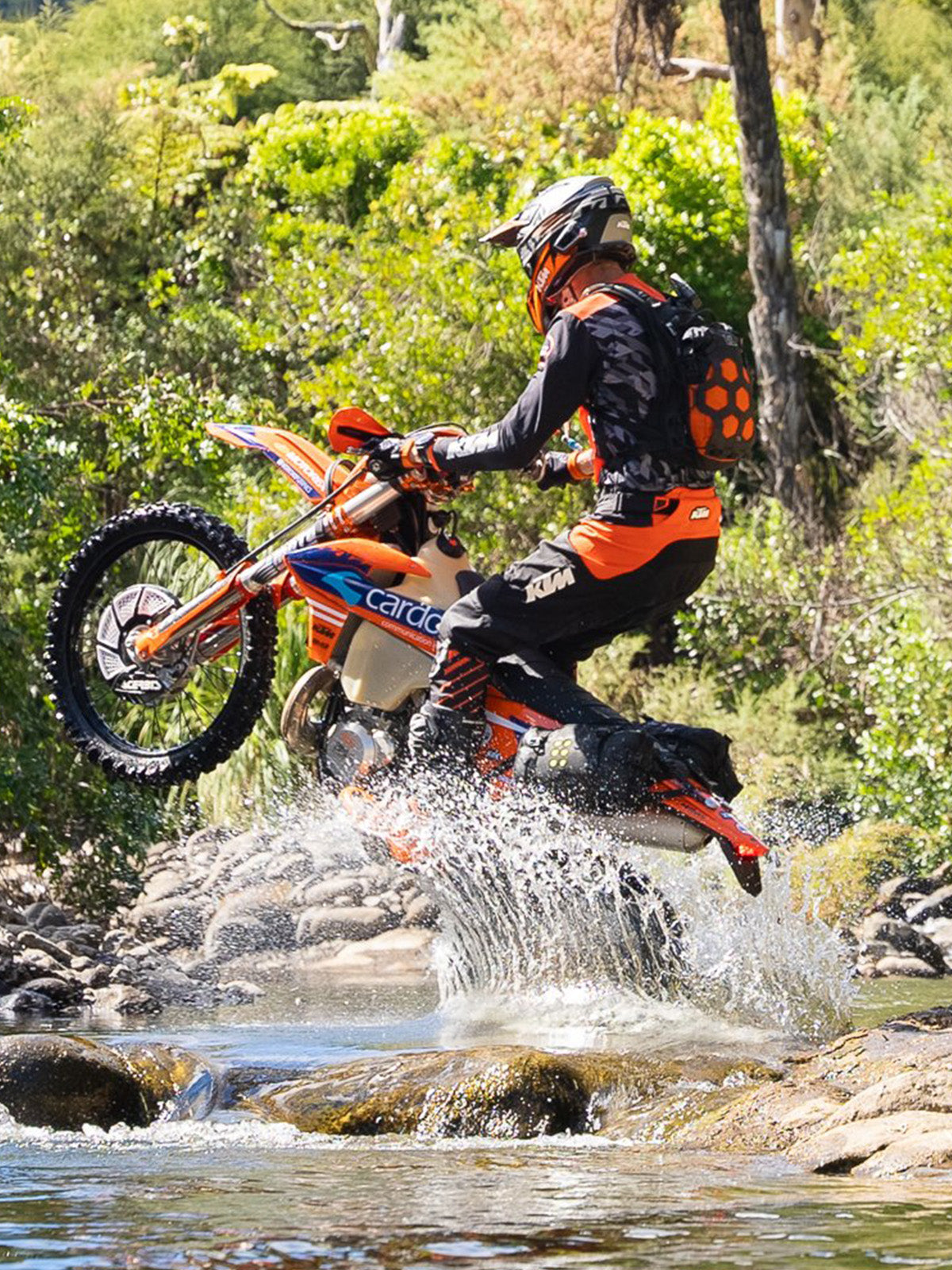 chrios birch on ktm with Kriega OS BASE Dirtbike