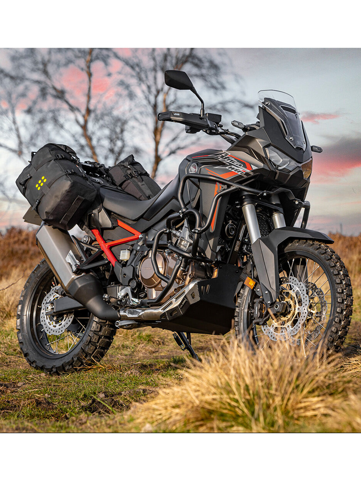 Kriega OS BASE Honda CRF 1100L Africa Twin motorcycle from front