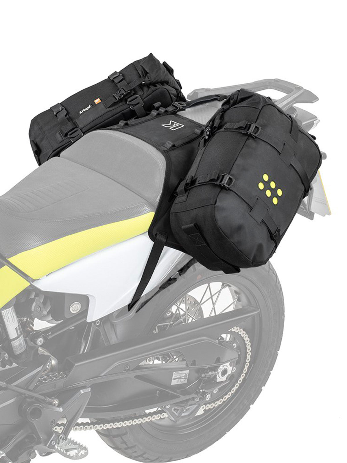 Kriega OS BASE Husqvarna Norden 901 fitted with two os12 adventure packs