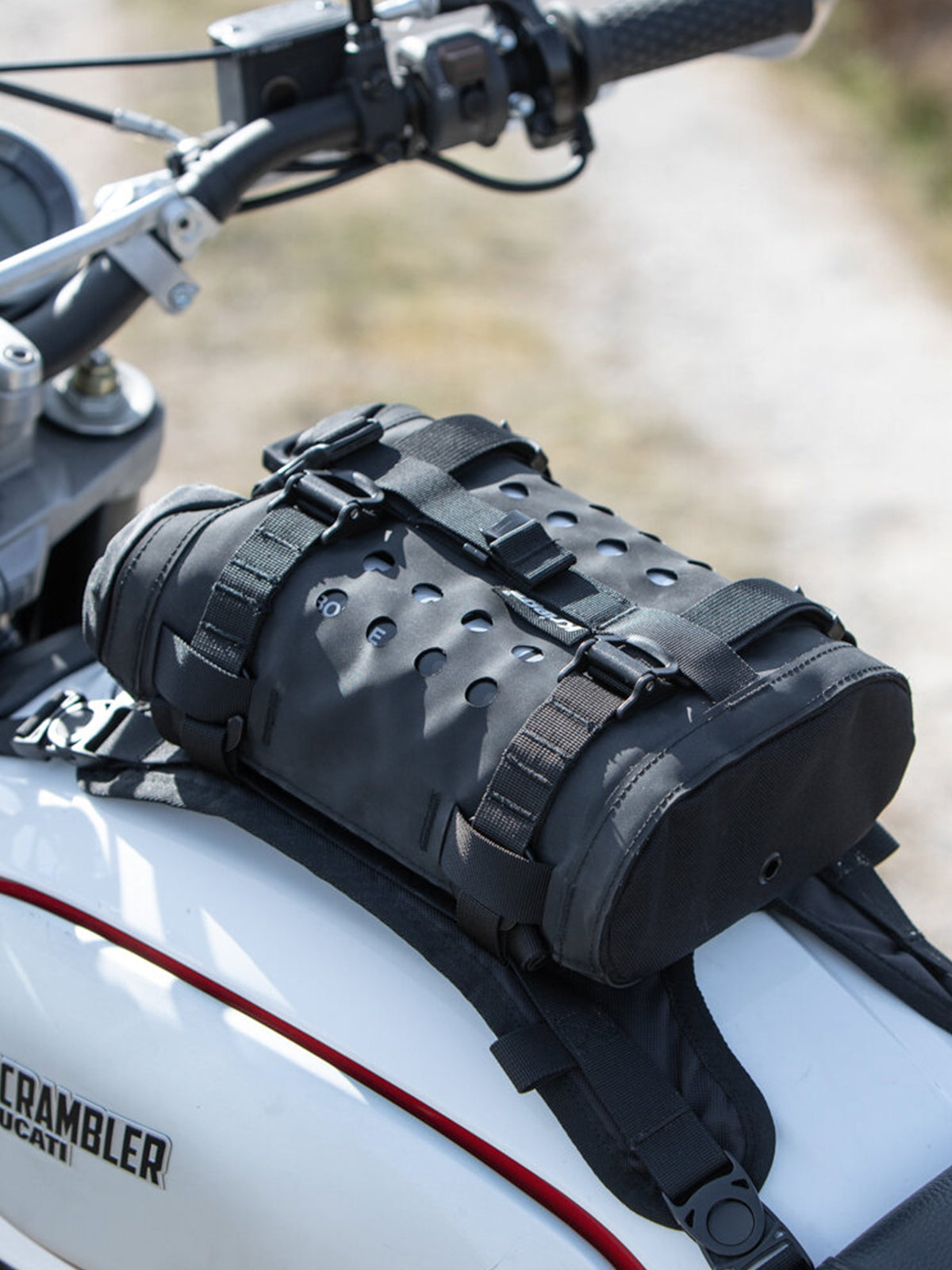 Kriega OS Bottle fitted to tank strap