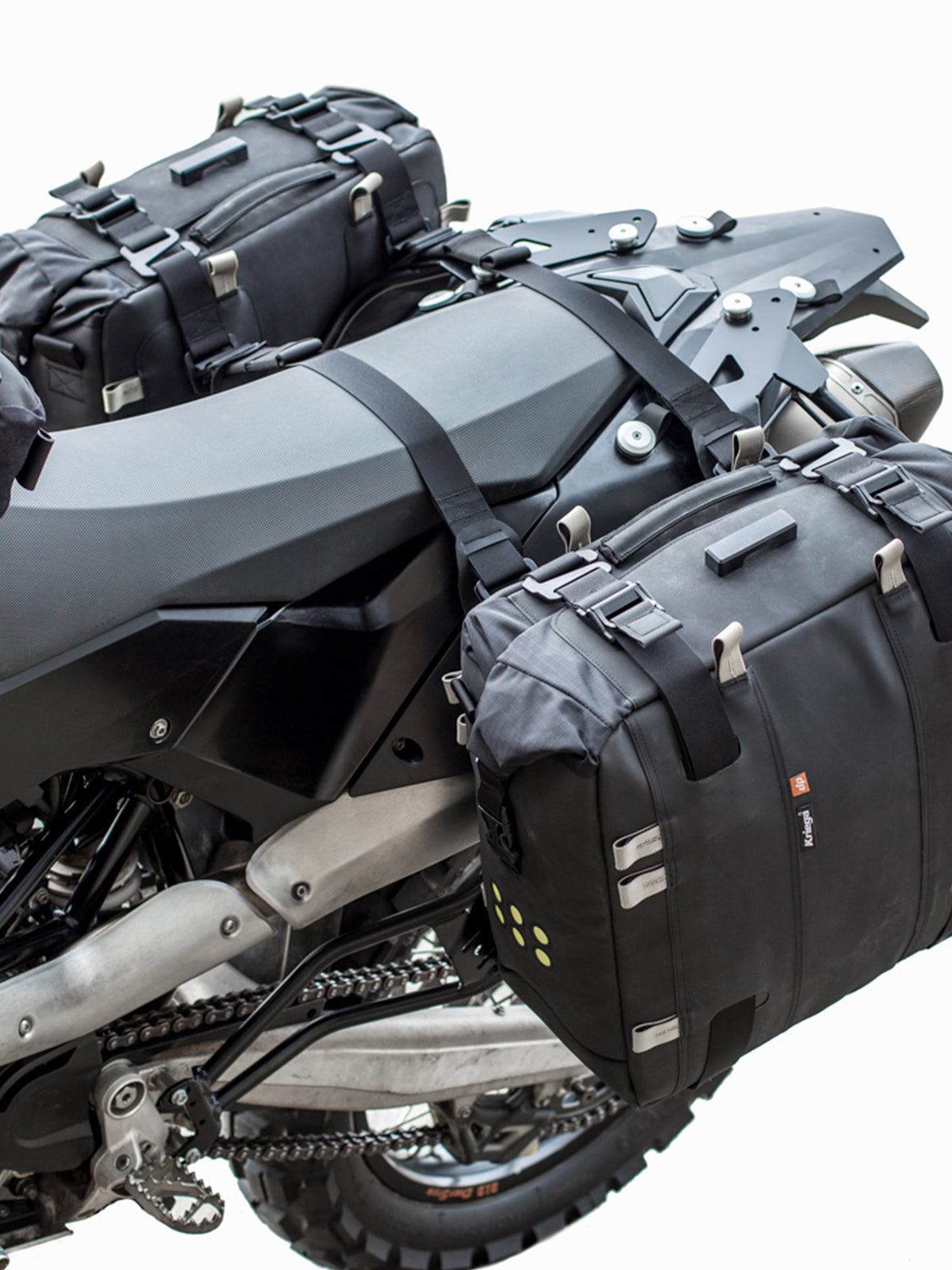 Kriega OS Straps across motorcycle seat