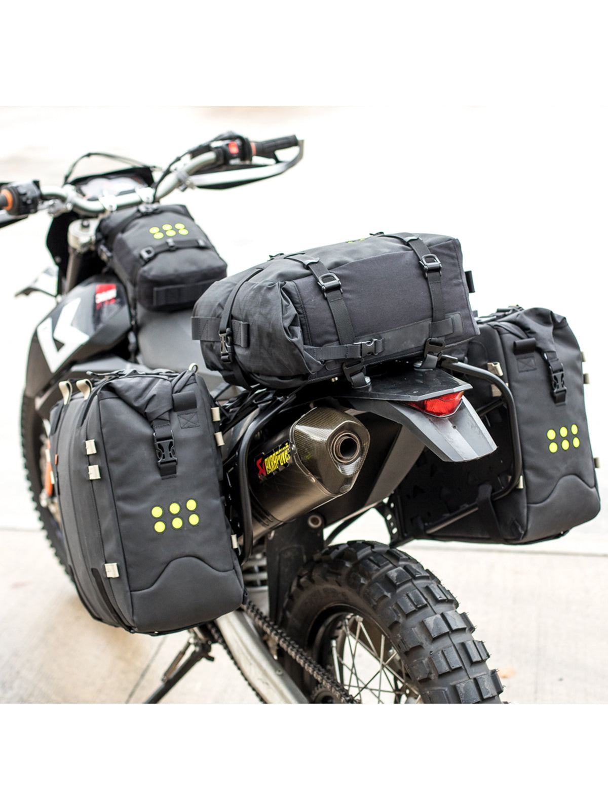 Three Kriega OS-18 Adventure Packs on motorcycle