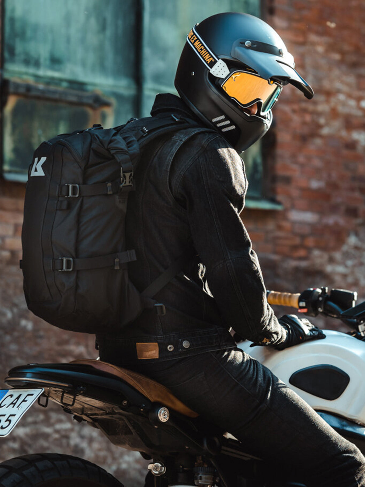 rider wearing Kriega R22 Backpack