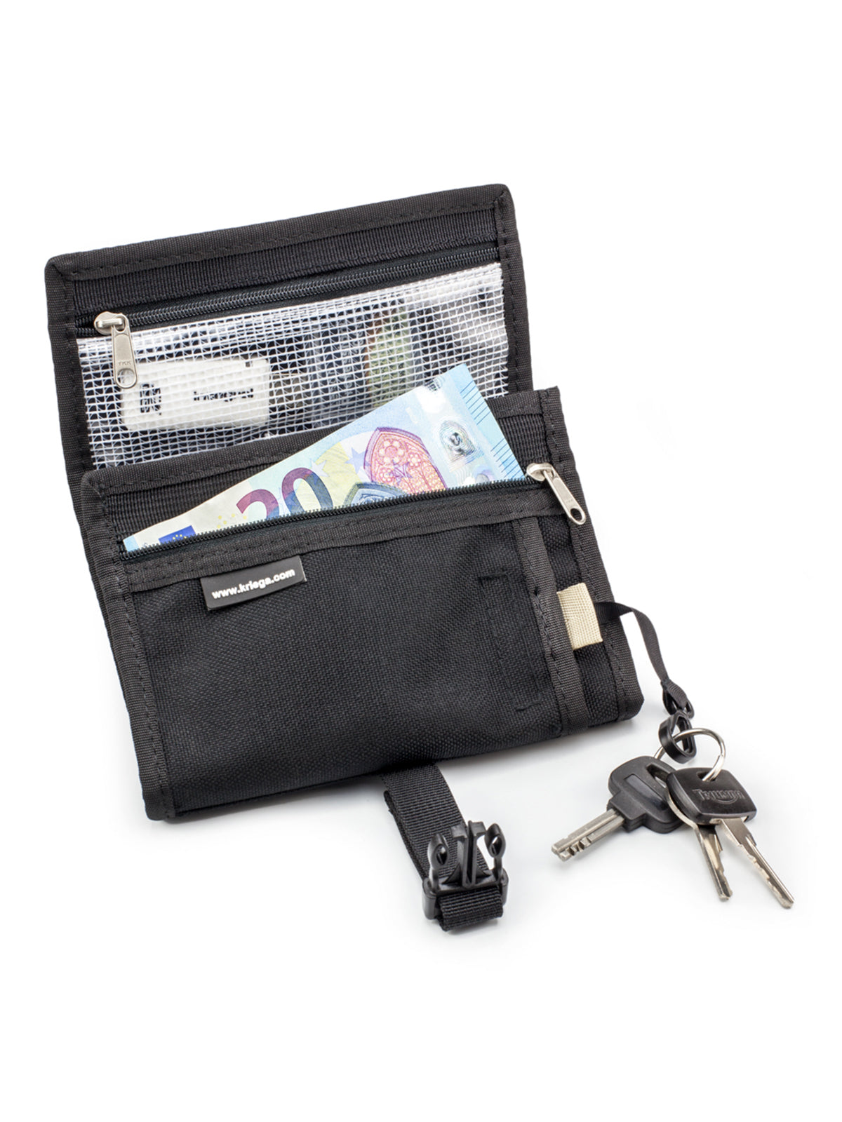 Kriega Stash Wallet open with contents