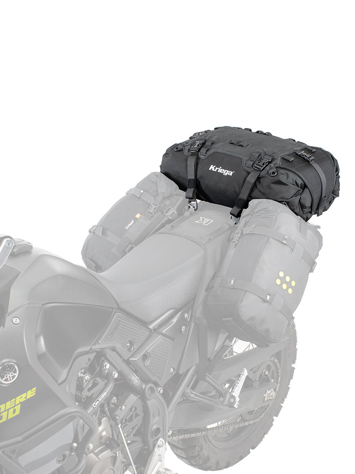 Kriega US40 Drypack Rackpack attached to rear of os base